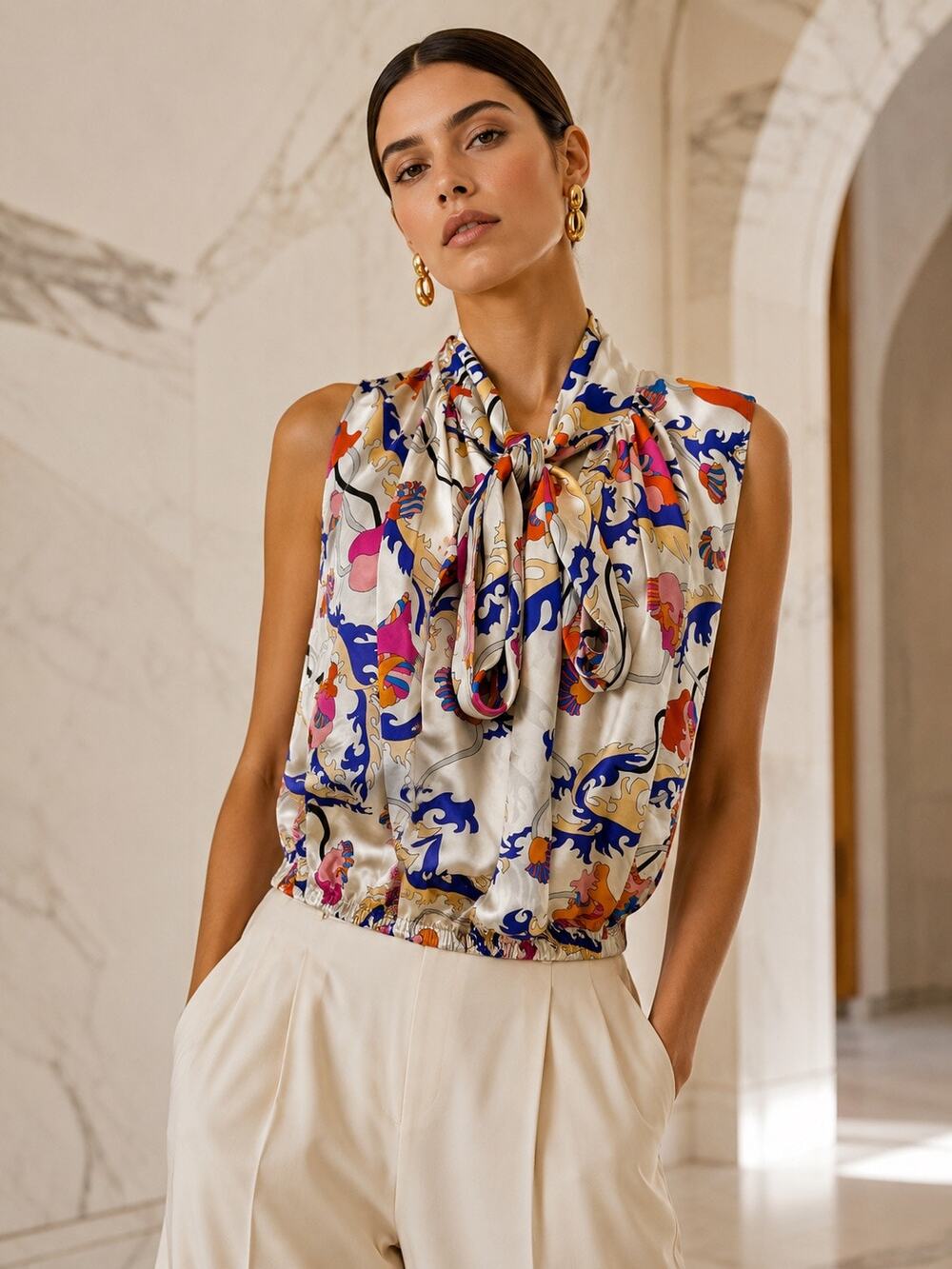 Emilio Pucci Archivo Ranuncoli Silk Blouse - Picture 1 of 9